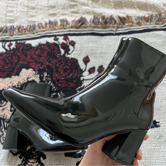 Black Patent Faux Leather Booties - Picture 2 of 8